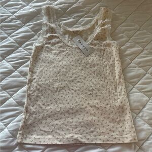 Cream Lace Trim Women's Top